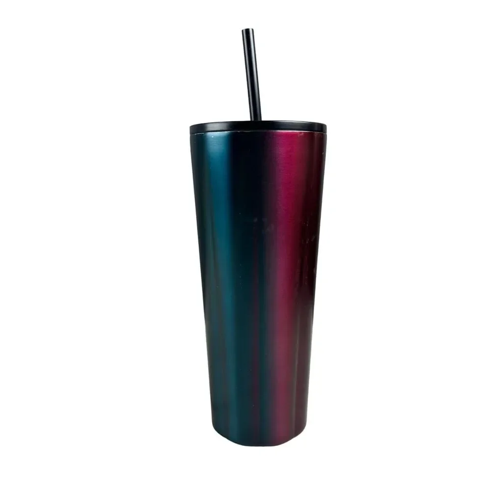 Starbucks 2021 Stainless Steel Blue and Maroon Ombre Cold Cup Tumbler 24 oz